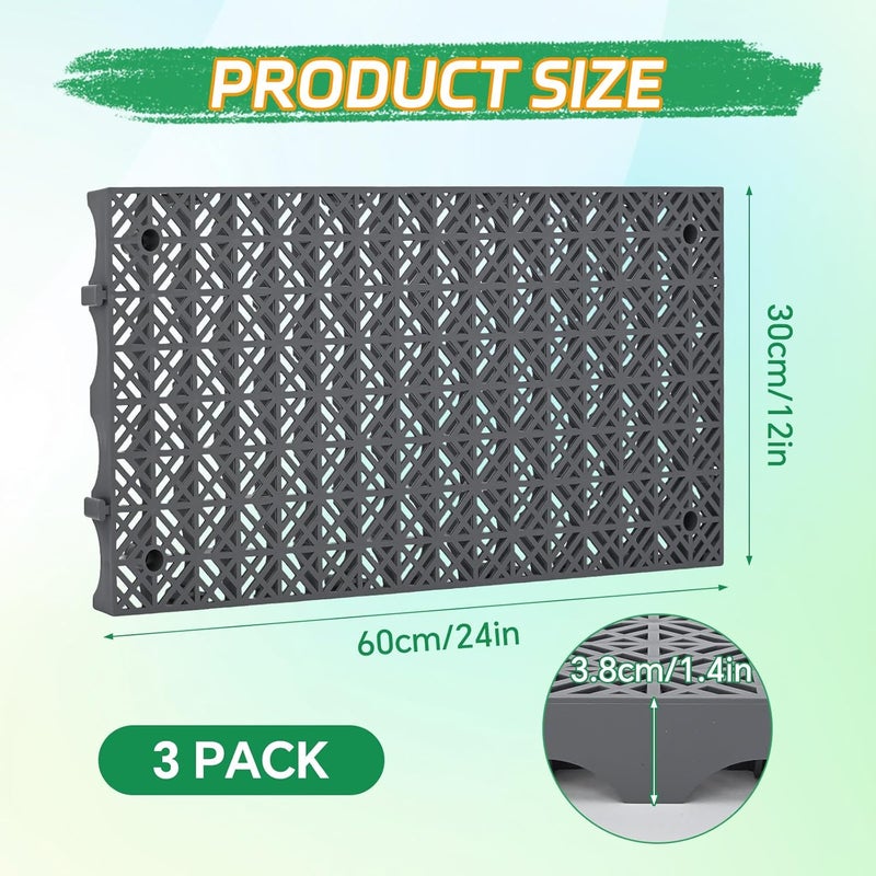 veonly Heavy Duty Fountain Basin Grates,3 Pack 24"×12" Reservoir Grates for Pond and Water Garden, Suitable for Water Features, Ponds, Fountains, Landscaping Decor, Reinforced PP Material (rhombus style) - Image 2